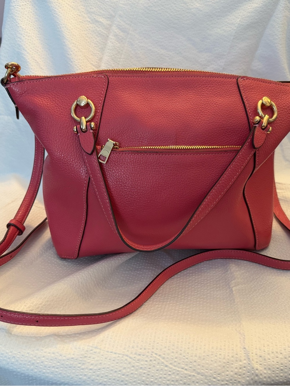 Coach Pink Leather Shoulder Bag with Gold Hardware